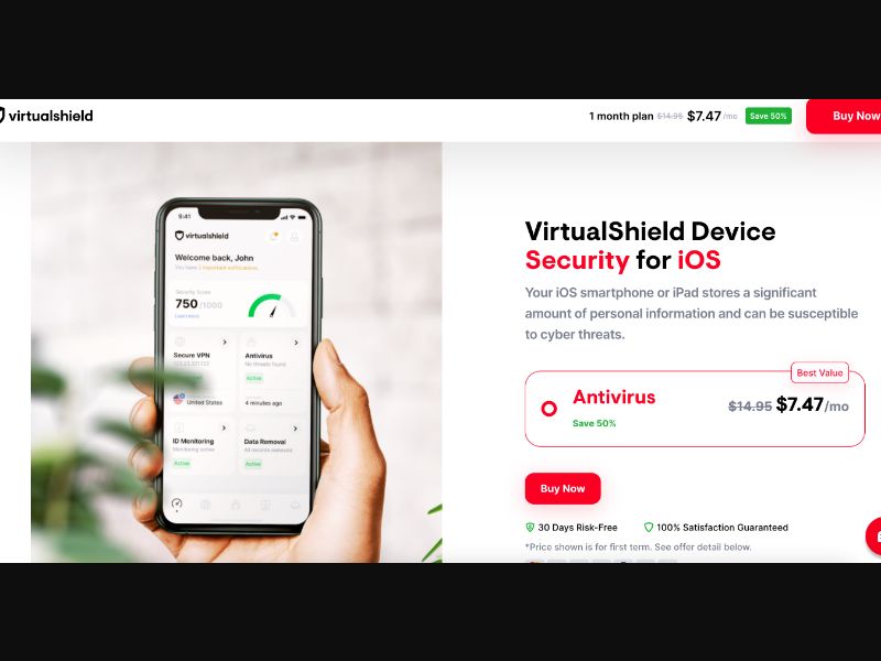 [WEB+MOB] Virtual Shield - Antivirus - CTC $7.47 (Monthly Plan) US/CA/UK CPS