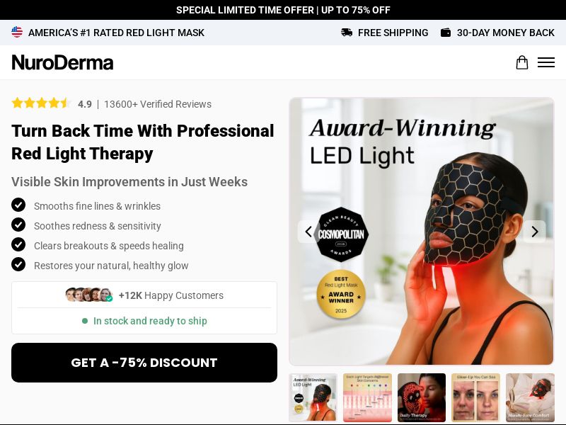 Red Light Mask - NuroDerma - CTC $169.99