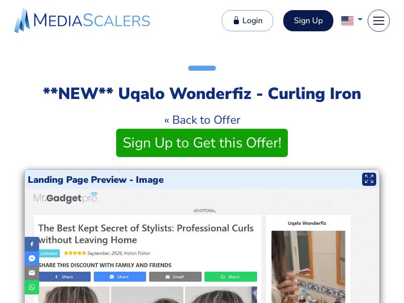 Uqalo Wonderfiz - Curling Iron {+Advertorial, DTC, Alt-Landers} [US, DE, CA, AU, UK, IL, ZA, +102 More]