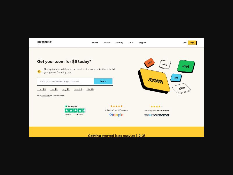 Domain.com - Domains, Hosting, and Website Builder - CPS (WW) {Coupon}