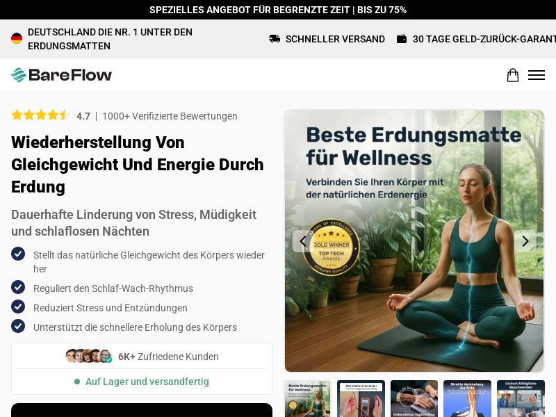 ! NEW OFFER - Bareflowmat Grounding Mat - DTC [DE] (Social,Banner,Native,Push,SEO,Search,Brand Bidding) - CPA