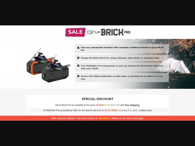[WEB+MOB] Qinux Brick Pro – 10 in 1 Blackout Survival Gadget /International (112 GEOs) CPS *FB/TT/Google/Taboola Pixel* [Approval Required]