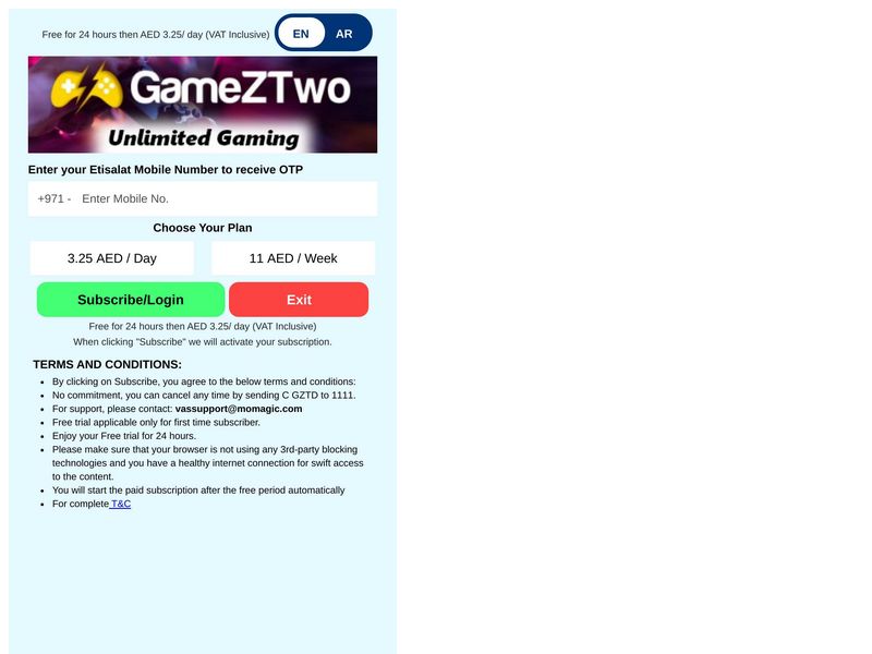 Play GameZTwo Etisalat