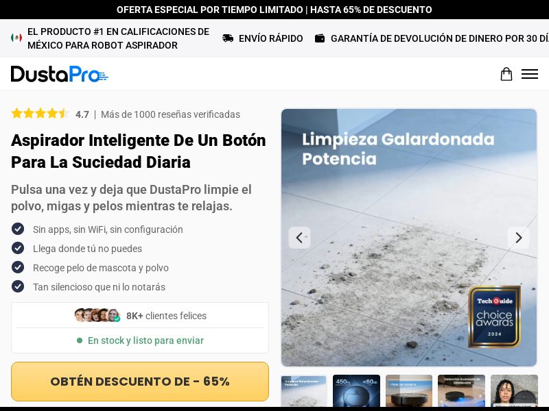 DustaPro Robot Vacuum Cleaner [LATAM] (Social,Banner,Native,Push,SEO,Search,Brand Bidding) - CPA