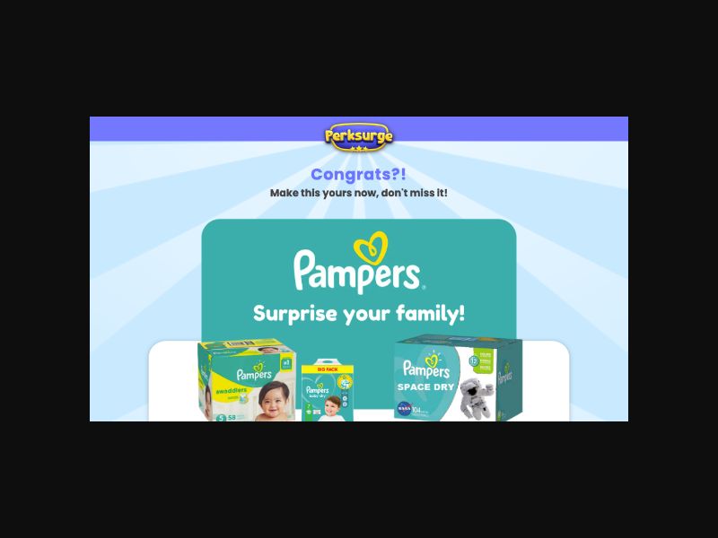Perksurge - Pampers $1000 Sweepstake - CPL (US)