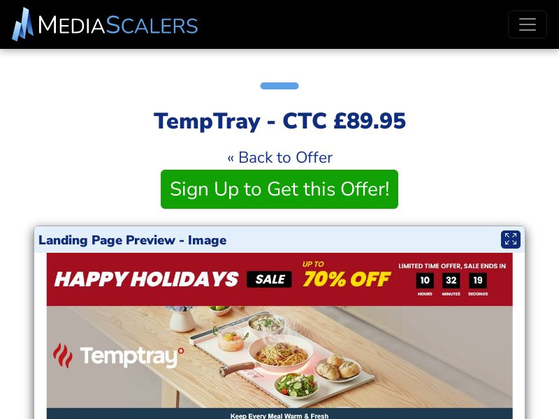 TempTray - CTC £89.95 {+DTC, Alt-Landers, Advertorial} (Event Tracking) [UK]