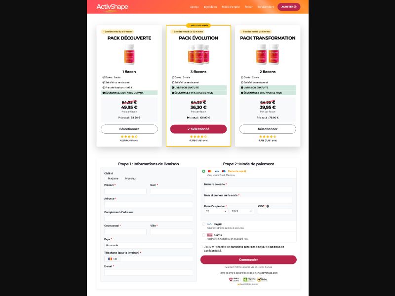 [WEB+MOB] ACTIVSHAPE - FAT BURNER /FR/BE CPS