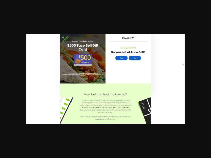 RewardsGiant - $500 Taco Bell Gift Card - IOS - CPL (US)
