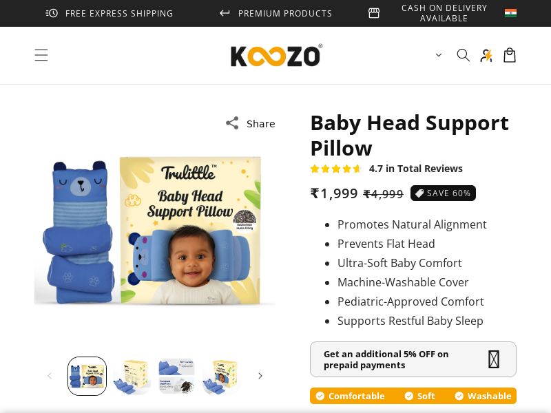 Baby Head Pillow by Trulittle CPA - India**