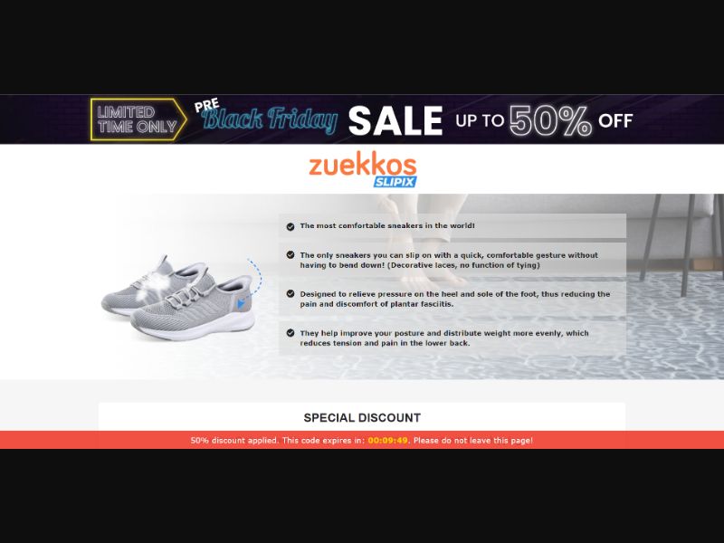 [WEB+MOB] Zuekkos Slipix – Orthopedic Sneakers /International (112 GEOs) CPS *FB/TT/Google/Taboola Pixel* [Approval Required]