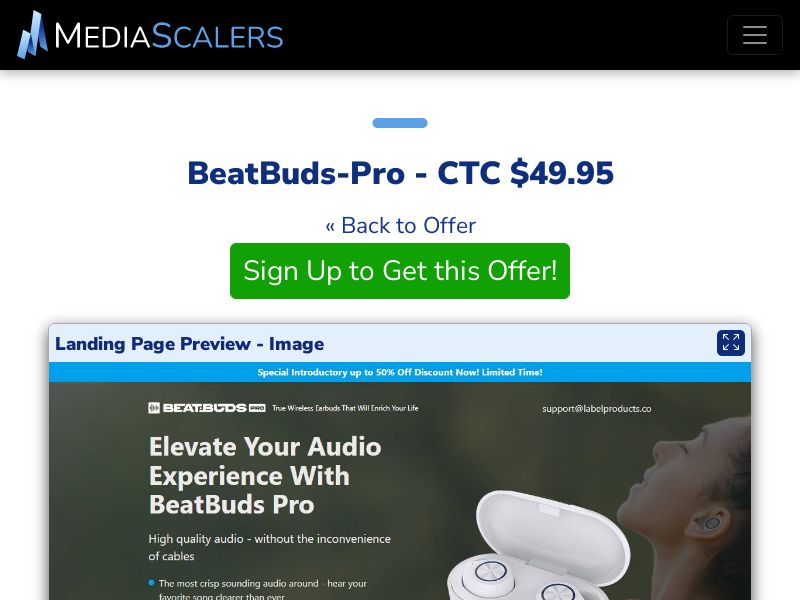 BeatBuds-Pro - CTC $49.95 {+DTC, Alt-Landers} (Event Tracking) [US]