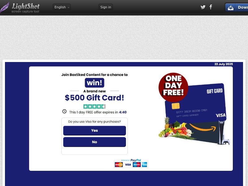 $500 Visa GiftCard - PayPal Flow - SOI | US