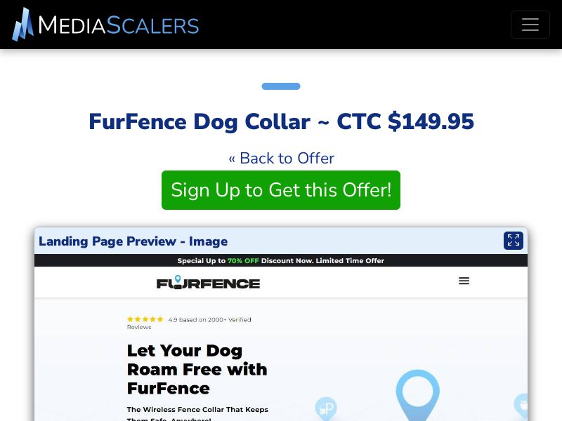 FurFence Dog Collar ~ CTC $149.95 {+Advertorial, DTC, Alt-Landers} (Event Tracking) [US]