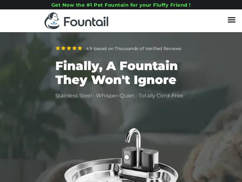 FounTail Fresh Water Dog Bowl [US] (Social,Banner,Native,Push,SEO,Search,Brand Bidding) - CPA 