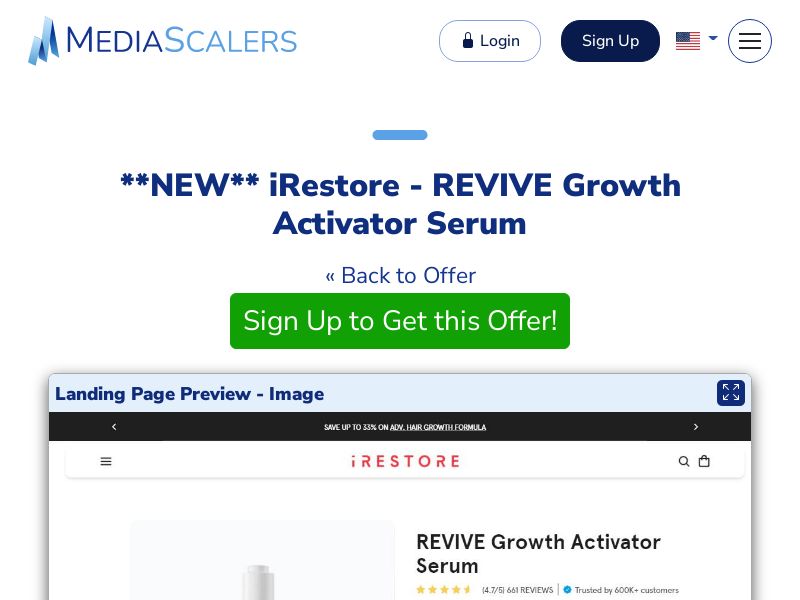 iRestore - REVIVE Growth Activator Serum (Event Tracking) [US, DE, CA, AU, GB, FR, ZA, +70 More]