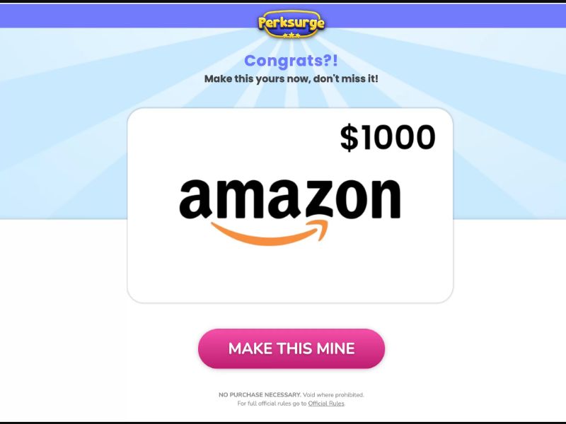 Perksurge Amazon Voucher $1000 - Sweeps/Submits and Surveys