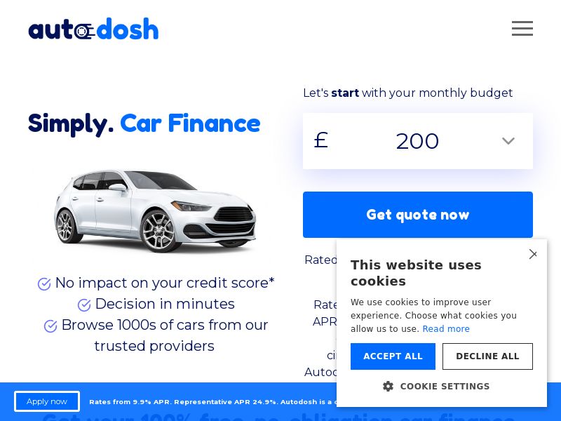 Finance - Autodosh Auto Finance UK (Mon - Sat 8am-7pm) - SOI (open cap)
