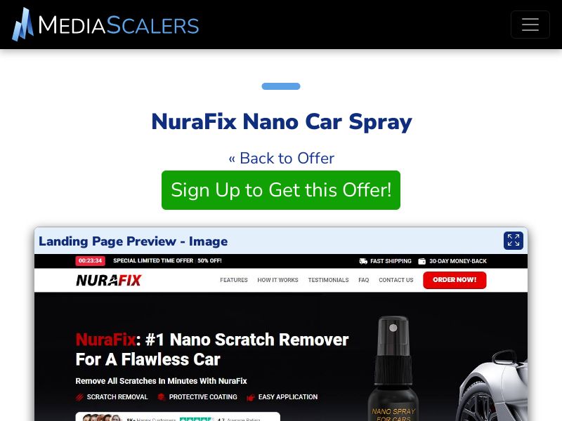NuraFix Nano Car Spray {+Advertorial, DTC, Alt-Landers} [US, DE, CA, AU, UK, FR, IL, +232 More]