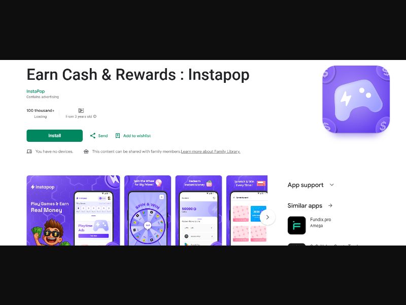 [MOB] Instapop - Win Coins & Redeem Money /International CPI [Android]