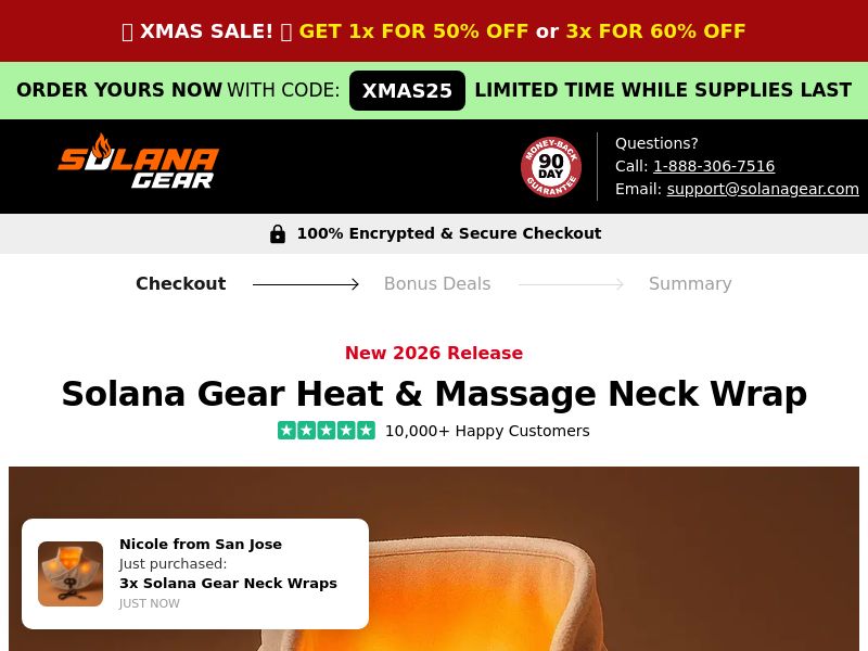 Solana Gear Heat & Massage Neck Wrap SS - US