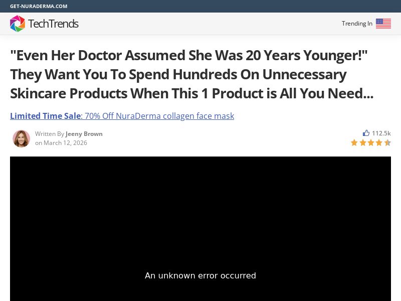 NuraDerma Collagen Face Mask - Advertorial [INTL] (Social,Banner,Native,Push,SEO,Search,Brand Bidding) - CPA