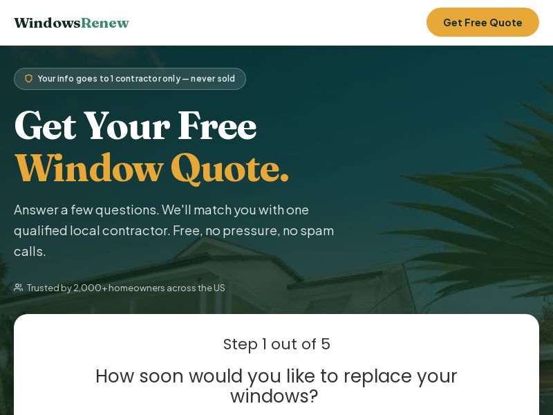 Windows Renew - Get Your Free Window Quote | Rev-share CPL | US