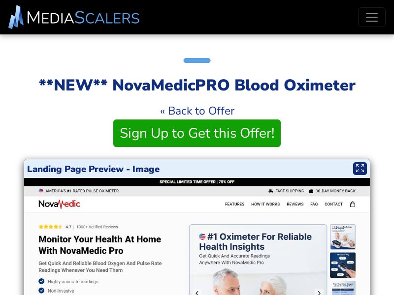 NovaMedicPRO Blood Oximeter {+DTC, Advertorial, Alt-Landers} [US, DE, CA, AU, GB, FR, IL, +236 More]