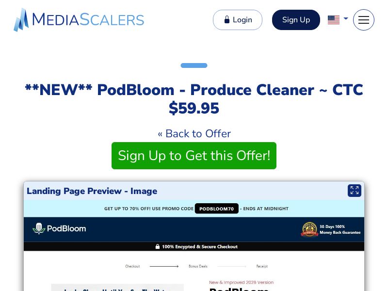 PodBloom - Produce Cleaner ~ CTC $59.95 {+DTC, Alt-Landers, Advertorial} (Event Tracking) [US]
