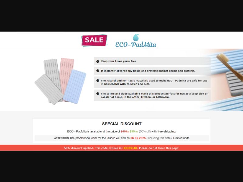 [WEB+MOB] ECO - PadMita – Diatomite Tray /International (112 GEOs) CPS *FB/TT/Google/Taboola Pixel* [Approval Required]