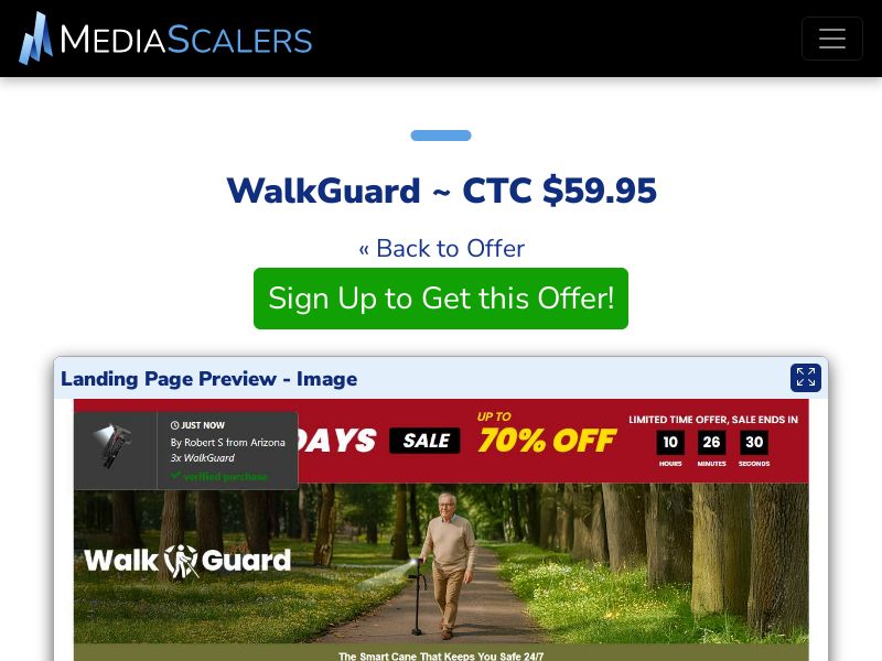 WalkGuard ~ CTC $59.95 {+Advertorial, DTC, Alt-Landers} (Event Tracking) [US]