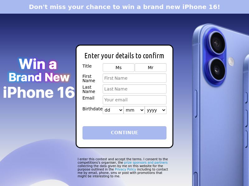 Win iPhone 16 - CPL | NZ