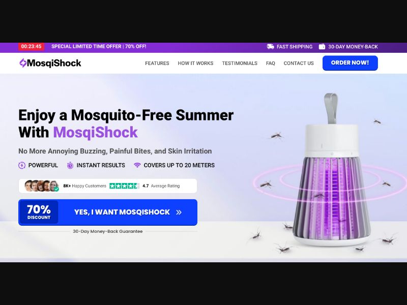 [WEB+MOB] Mosquito Zapper - MosqiShock - CTC $39.99 /US CPS
