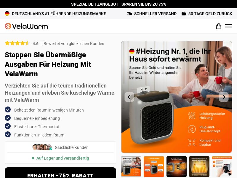 ! NEW OFFER - VelaWarm Heater - DTC [DE] (Social,Banner,Native,Push,SEO,Search,Brand Bidding) - CPA