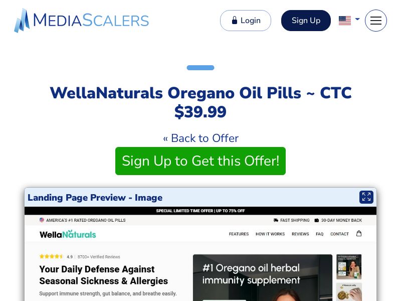 WellaNaturals Oregano Oil Pills ~ CTC $39.99 {+Advertorial, DTC, Alt-Landers} (Event Tracking) [US, DE, CA, AU, UK, FR, IL, +232 More]