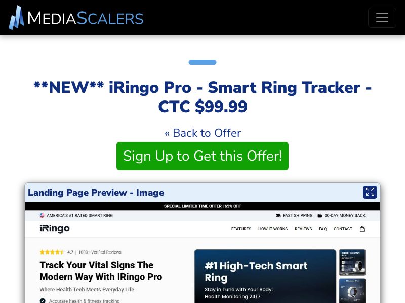 iRingo Pro - Smart Ring Tracker - CTC $99.99 {+Advertorial, DTC, Alt-Landers} (Event Tracking) [US, DE, CA, AU, UK, FR, IL, +232 More]