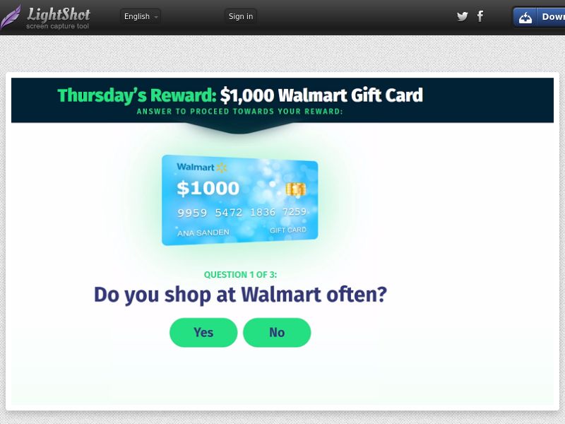 Rewards Locker – Walmart Gift Card $1000 [US]