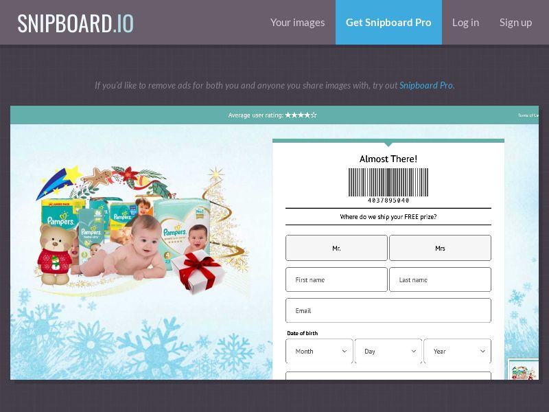 YouSweeps - Win a $100 Pampers Gift Basket Christmas US - SOI *PREFILL*