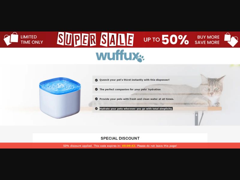 [WEB+MOB] Qinux Wuffux – Pet Water Dispencer /International (112 GEOs) CPS *FB/TT/Google/Taboola Pixel* [Approval Required]