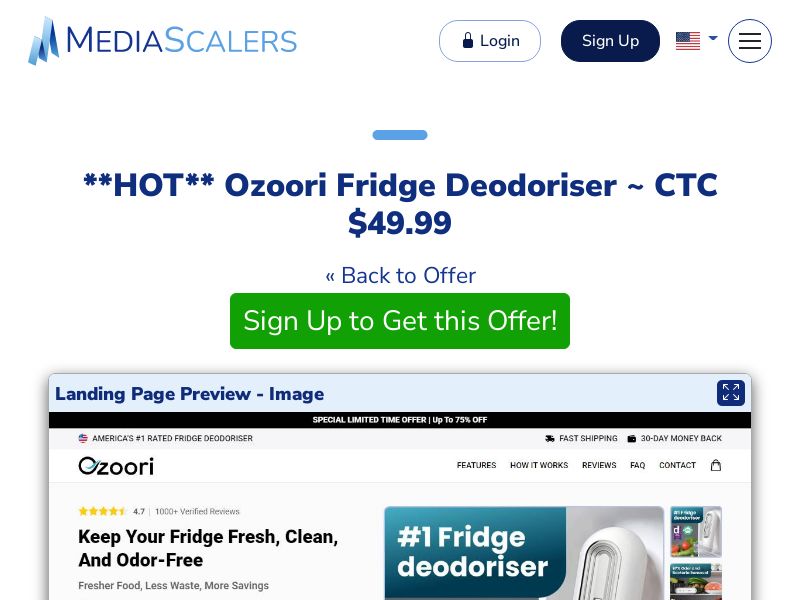 Ozoori Fridge Deodoriser ~ CTC $49.99 {+Advertorial, DTC, Alt-Landers} (Event Tracking) [US, DE, CA, AU, UK, FR, IL, +232 More]