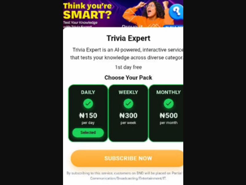 38695 - NG - [MOB] - Trivia - MTN - Evina - 2 click