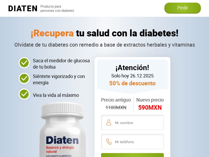 DIATEN 590 MXN - SUGAR CONTROL SUPPLEMENT HOLD