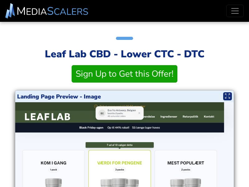 Leaf Lab CBD - Lower CTC - DTC (Event Tracking) [IE]
