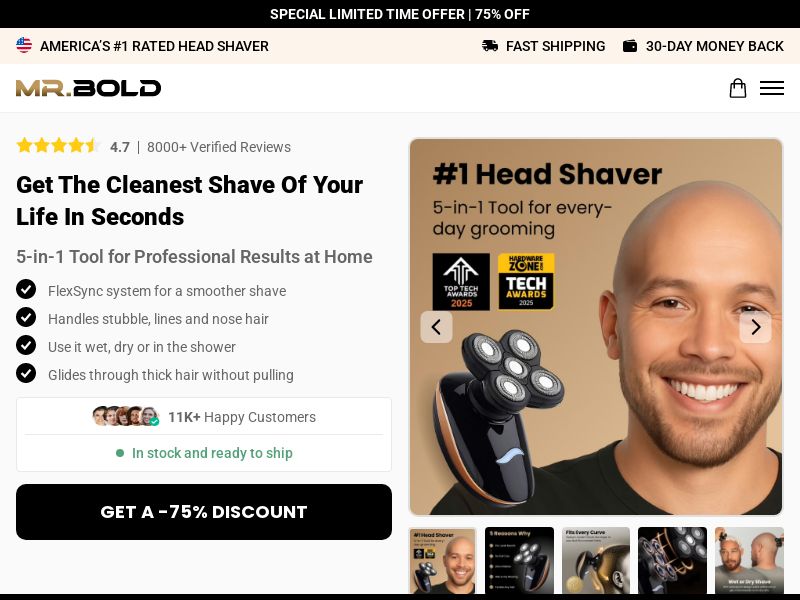 MrBoldPro Head Shaver - Product Page [INTL] (Social,Banner,Native,Push,SEO,Search,Brand Bidding) - CPA