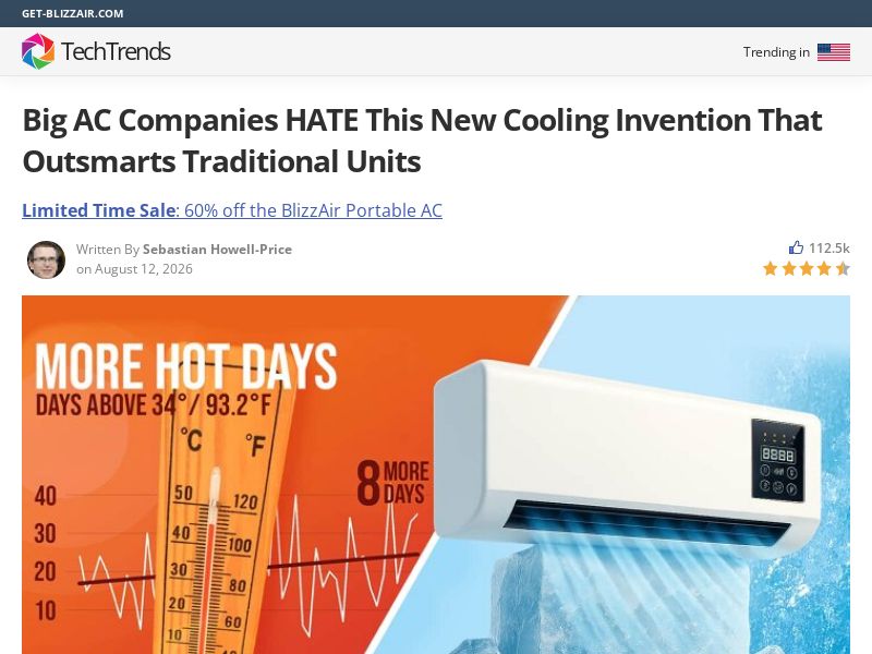 BlizzAir Portable AC - Advertorial [INTL] (Social,Banner,Native,Push,SEO,Search,Brand Bidding) - CPA