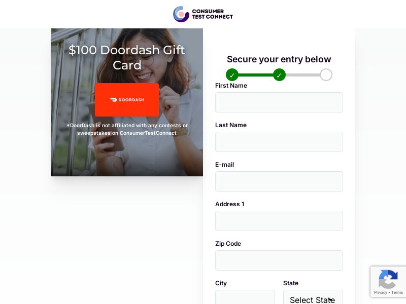 Consumer Test Connect - $100 Doordash Giftcard - SOI | US