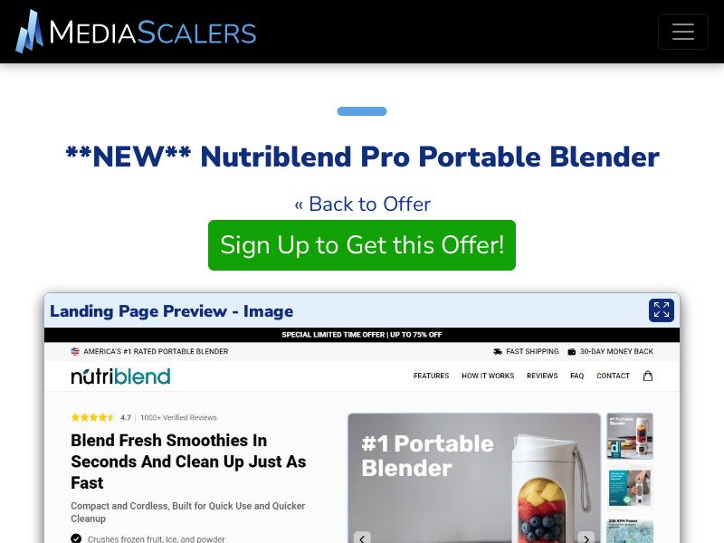 Nutriblend Pro Portable Blender {+DTC, Advertorial, Alt-Landers} [US, DE, CA, AU, GB, FR, IL, +236 More]