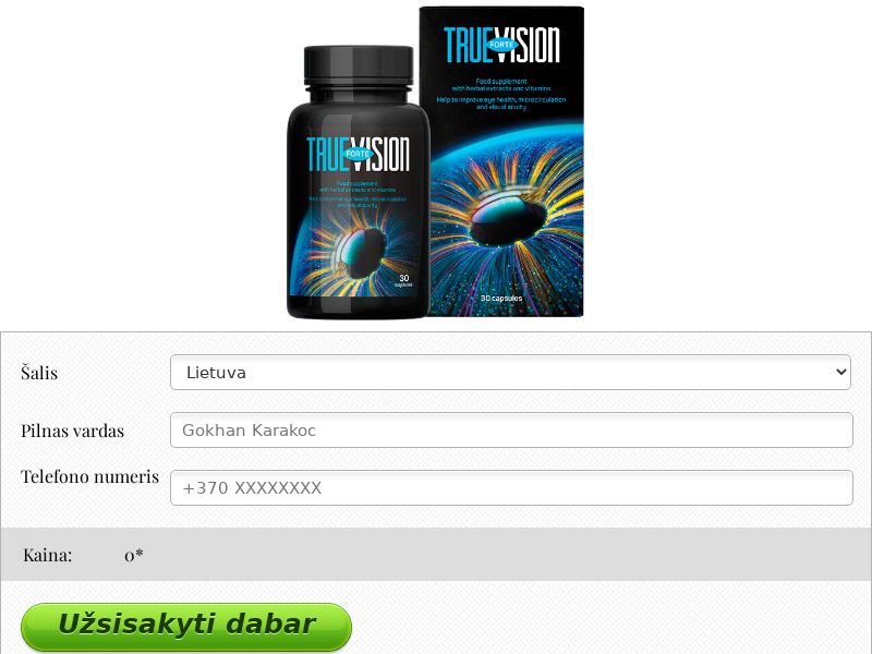 TRUEVISION Forte N30 free LT - capsules for improving and protecting eyesight