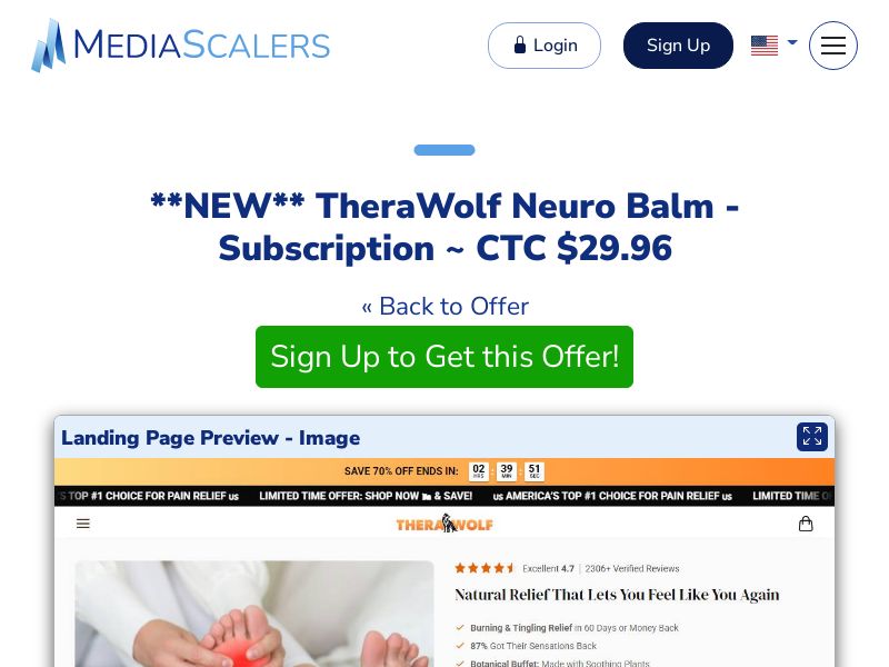 TheraWolf Neuro Balm - Subscription ~ CTC $29.96 (Event Tracking) [US, DE, CA, AU, UK, FR, IL, +232 More]