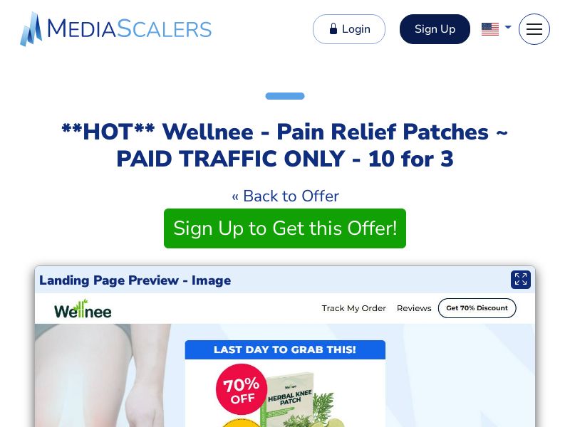 Wellnee - Pain Relief Patches ~ PAID TRAFFIC ONLY - 10 for 3 {+Advertorial, DTC, Multi-Lang, Alt-Landers} (Event Tracking) [US, DE, CA, AU, UK, FR, IL, +232 More]