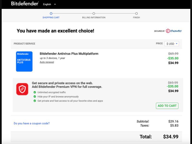 [WEB+MOB] BitDefender - Antivirus Plus DTC (CTC $34.99) - 3 Dev/1yr /US Revshare